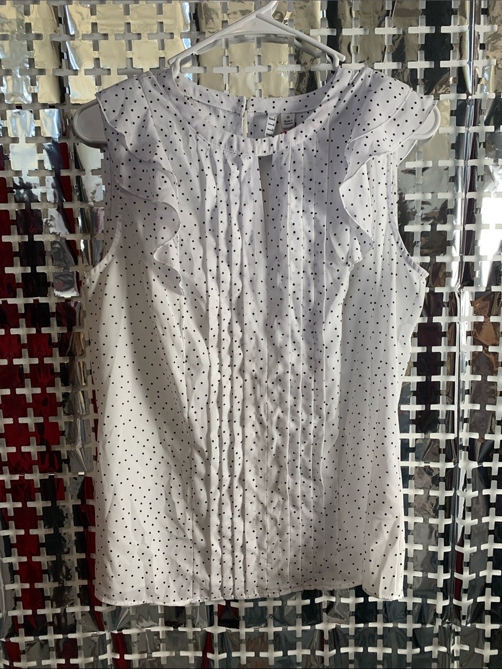 Elle White Blouse with Black Polka Dots
